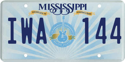 MS license plate IWA144
