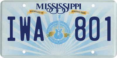 MS license plate IWA801