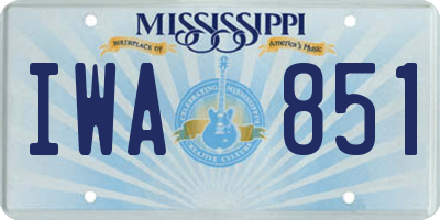 MS license plate IWA851