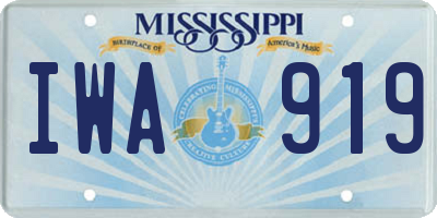 MS license plate IWA919