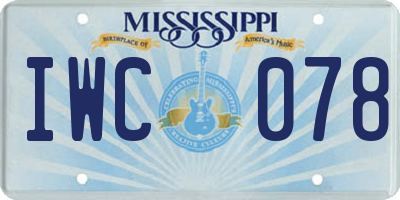 MS license plate IWC078