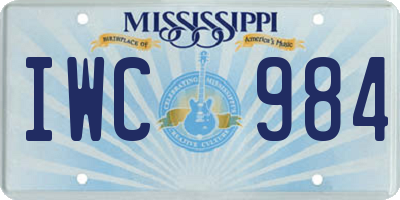 MS license plate IWC984