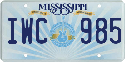 MS license plate IWC985