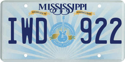MS license plate IWD922