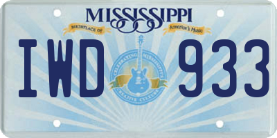 MS license plate IWD933