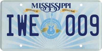 MS license plate IWE009