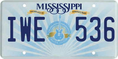 MS license plate IWE536