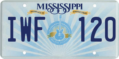 MS license plate IWF120
