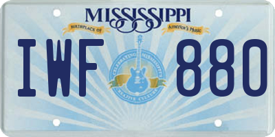 MS license plate IWF880