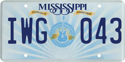 MS license plate IWG043