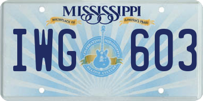 MS license plate IWG603