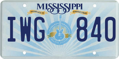 MS license plate IWG840