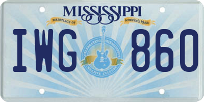MS license plate IWG860