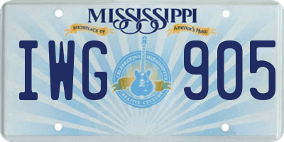 MS license plate IWG905