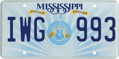 MS license plate IWG993