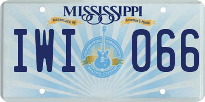 MS license plate IWI066