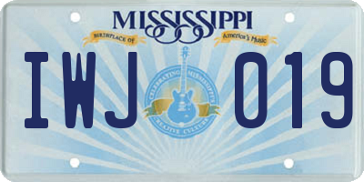MS license plate IWJ019