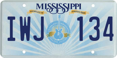 MS license plate IWJ134