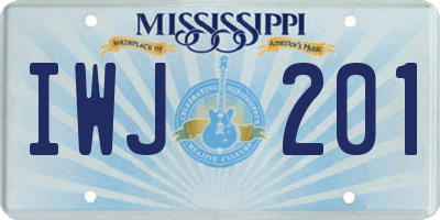MS license plate IWJ201