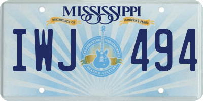 MS license plate IWJ494
