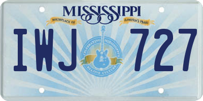 MS license plate IWJ727