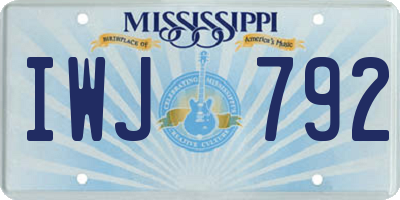 MS license plate IWJ792