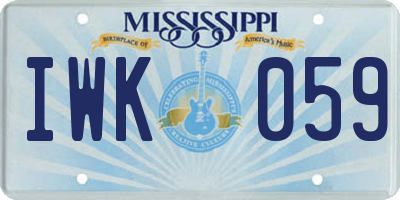 MS license plate IWK059