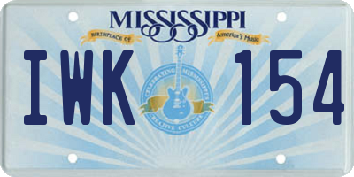 MS license plate IWK154