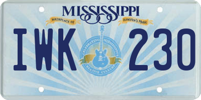 MS license plate IWK230