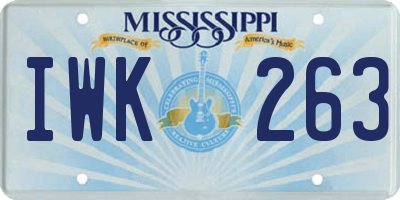 MS license plate IWK263