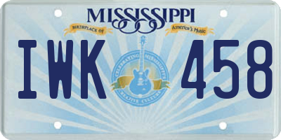 MS license plate IWK458