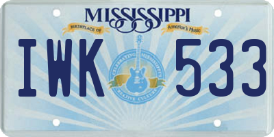 MS license plate IWK533