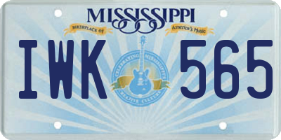 MS license plate IWK565