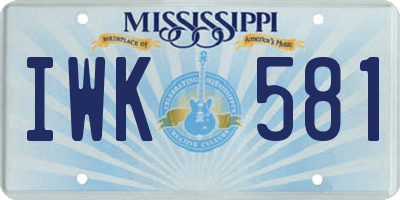 MS license plate IWK581