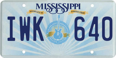 MS license plate IWK640