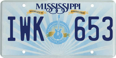 MS license plate IWK653