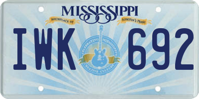 MS license plate IWK692