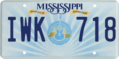 MS license plate IWK718