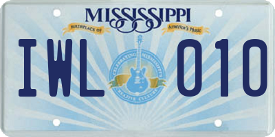 MS license plate IWL010