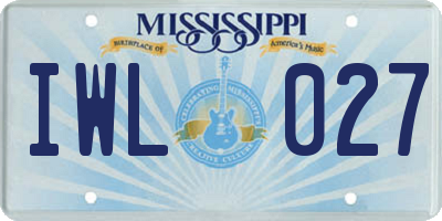 MS license plate IWL027