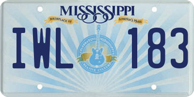MS license plate IWL183