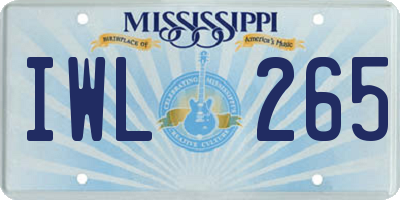 MS license plate IWL265