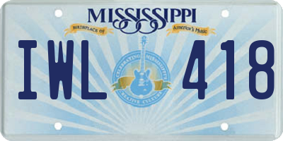 MS license plate IWL418