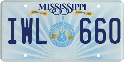 MS license plate IWL660