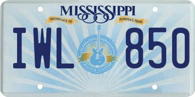 MS license plate IWL850