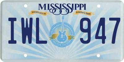 MS license plate IWL947