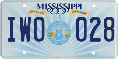 MS license plate IWO028