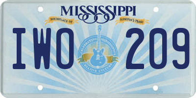 MS license plate IWO209