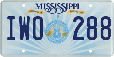 MS license plate IWO288