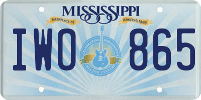 MS license plate IWO865